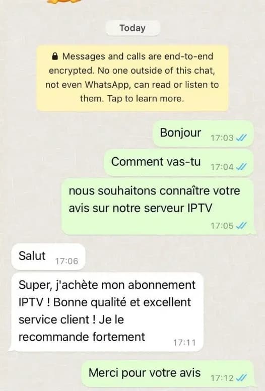 Geanonimiseerde klantreactie na een IPTV-test