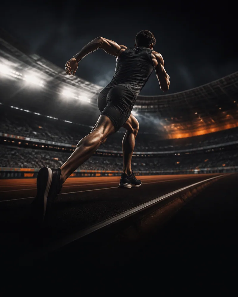 Originele sportscène met een atleet in een stadion
